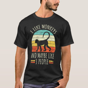 I Like Monkeys And Maybe Like 3 People Retro Monke T-Shirt
