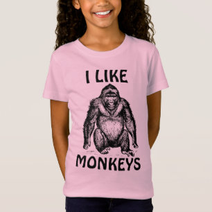 I LIKE MONKEYS GIRLS KIDS T-SHIRTS