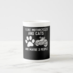 I Like Motorcycles And Cats Funny Art Gift Bone China Mug