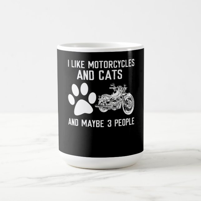 I Like Motorcycles And Cats Funny Art Gift Magic Mug (Center)
