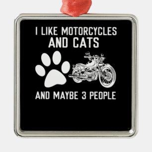 I Like Motorcycles And Cats Funny Art Gift Metal Tree Decoration
