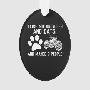 I Like Motorcycles And Cats Funny Art Gift Ornament