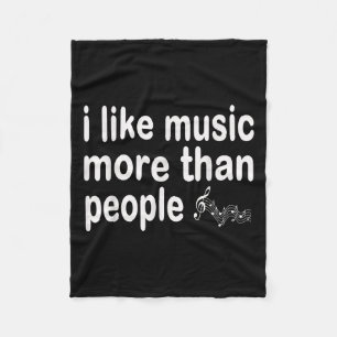 I Like Music More Than People Art Simple Music Moo Fleece Blanket