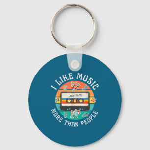 I like music more than people funny retro tape 90s key ring