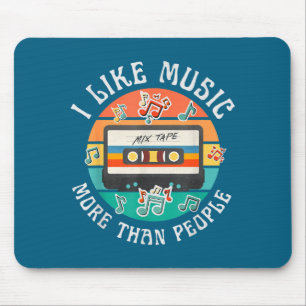 I like music more than people funny retro tape 90s mouse mat