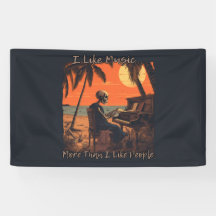 I like music more than people, skull design sunset