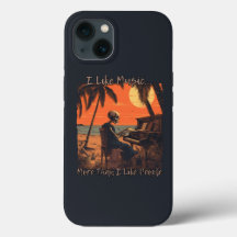 I like music more than people, skull design sunset