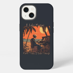 I like music more than people, skull design sunset iPhone 13 case