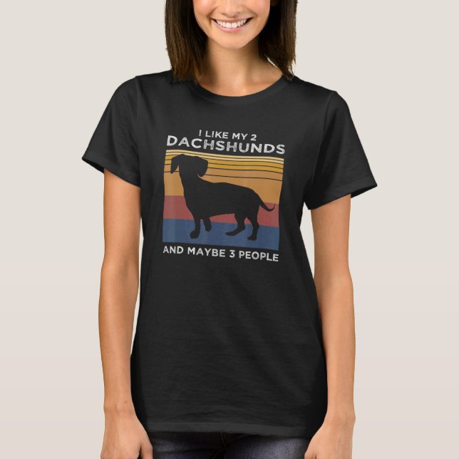I Like My 2 Dachshunds And Maybe 3 People Pet Dog  T-Shirt (Front)