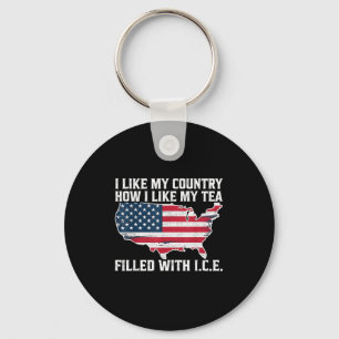 I Like My Country How I Like My Tea Filled With Ic Key Ring