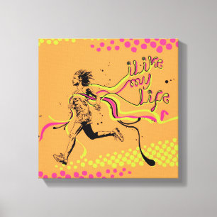"I like My life" running canvas Print