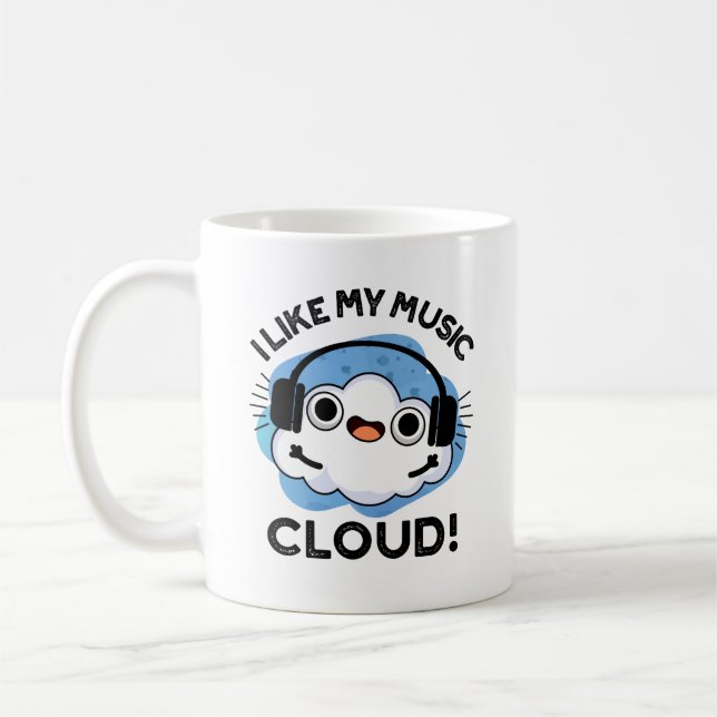 I Like My Music Cloud Funny Weather Pun  Coffee Mug (Left)