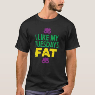 I Like My Tuesdays Fat Jester Mask Funny Mardi Gra T-Shirt