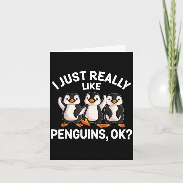 I like penguins funny penguin lover  card (Front)