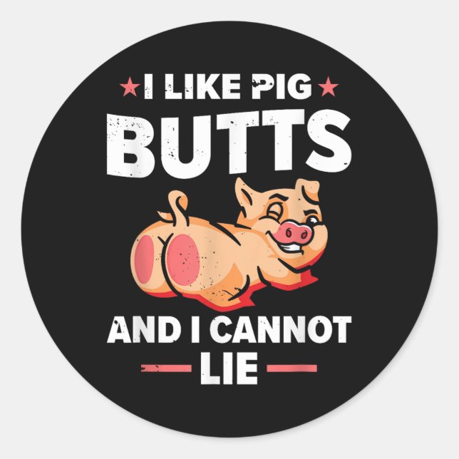 I Like Pig Butts And I Cannot Lie _ Bbq  Classic Round Sticker (Front)