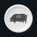 I Like Pig Butts and I Cannot Lie Paper Plate<br><div class="desc">I like pig butts and I cannot lie custom white paper plates. A butcher's black chalkboard pig with the cuts of meat sectioned. Cool hand drawn white chalk font fixed text design. A funny, twist to the I like big butts song. An awesome, humourous, amusing, groovy, fun plate for people...</div>