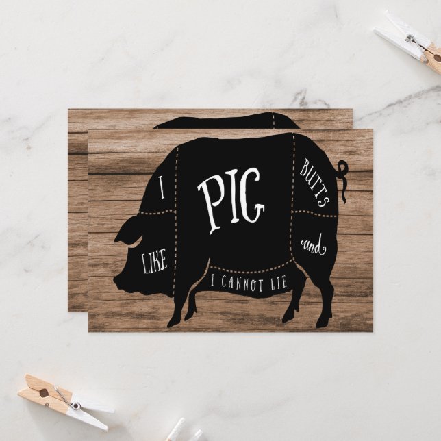 I like Pig Butts Birthday Party Invitation (Front/Back In Situ)