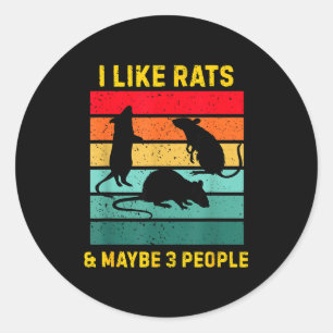 I Like Rats And Maybe 3 People Shirt Retro Rat Hum Classic Round Sticker
