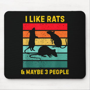 I Like Rats And Maybe 3 People Shirt Retro Rat Hum Mouse Mat