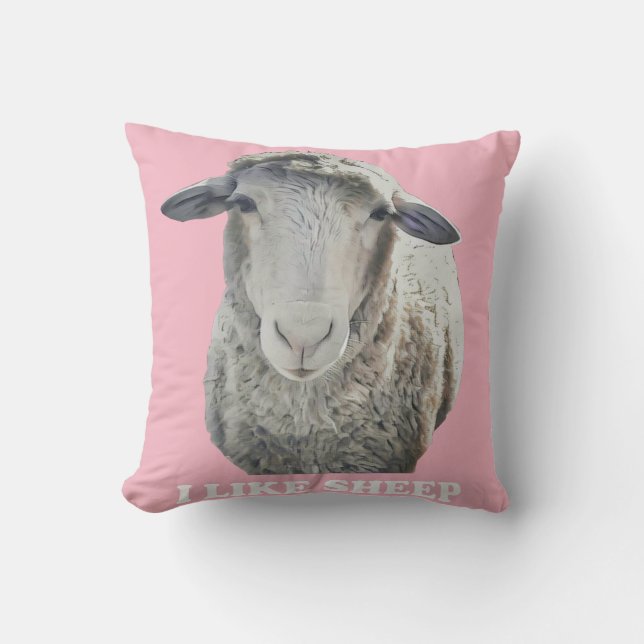 I Like Sheep Funky Throw Pillow (Front)