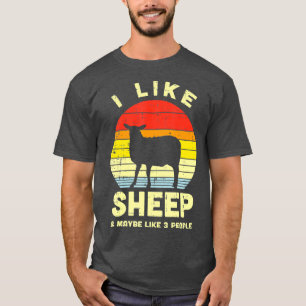 I Like Sheep Maybe 3 People Retro Farming Animal T-Shirt