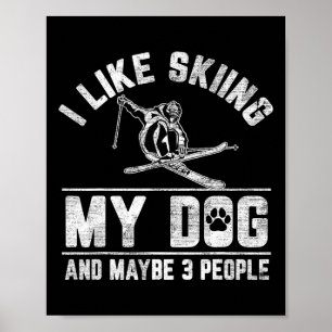 I Like Skiing My Dog And Maybe 3 People Funny Sayi Poster