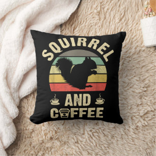 I like Squirrel & Coffee Funny vintage Pet theme l Cushion