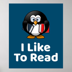 I Like To Read Penguin Poster