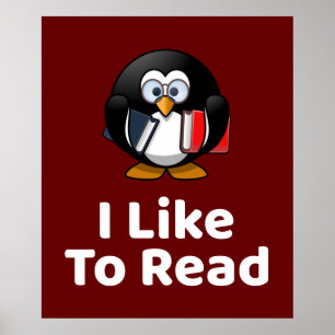 I Like To Read Penguin Poster