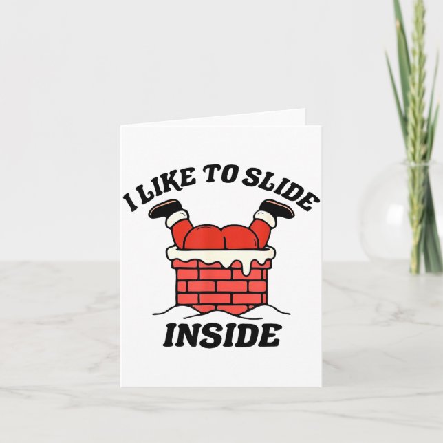 I Like To Slide Inside Funny Santa Couple Matching Card (Front)