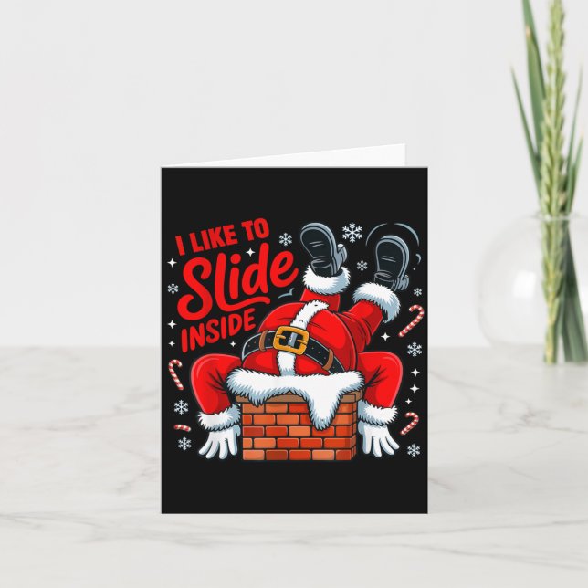 I Like To Slide Inside Funny Santa Couple Matching Card (Front)