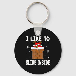 I Like To Slide Inside Funny Xmas Couple Key Ring