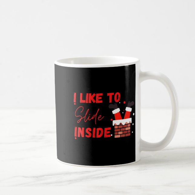 I Like To Slide Inside Funny Xmas Couple Matching  Coffee Mug (Right)