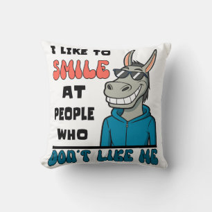 I Like To Smile At People Funny Sarcastic Horse Cushion
