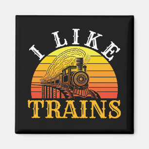 I Like Trains Retro Train Lover Magnet