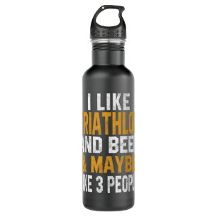 I Like Triathlon And Beer Biking Running Gym Coach 710 Ml Water Bottle