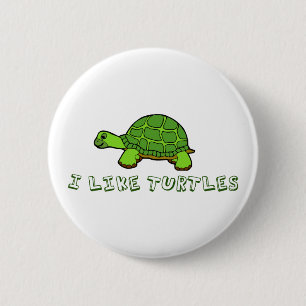 I Like Turtles Green Cute 6 Cm Round Badge