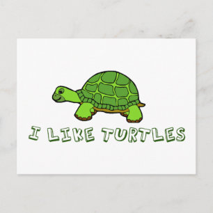 I Like Turtles Green Cute Postcard