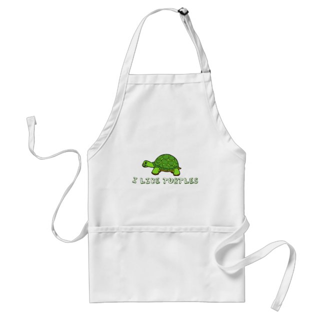 I Like Turtles Green Cute Standard Apron (Front)