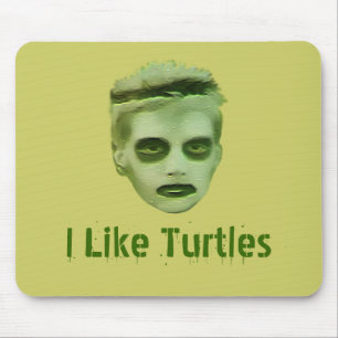 I Like Turtles Zombie Kid Mousepad