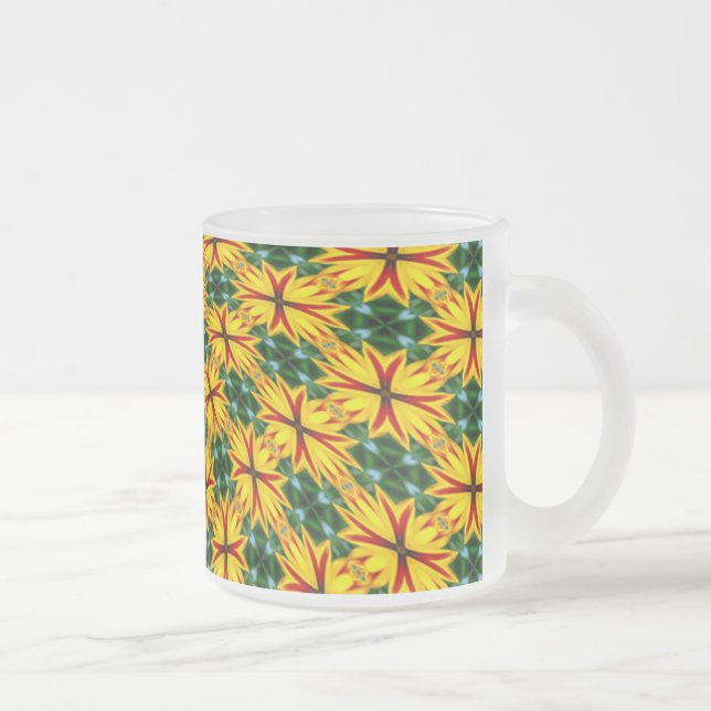 I Like Unique Flowers Frosted Glass Coffee Mug (Right)