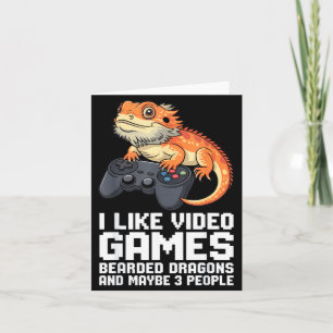 I Like Video Games Bearded Dragon Gamer Introvert  Card