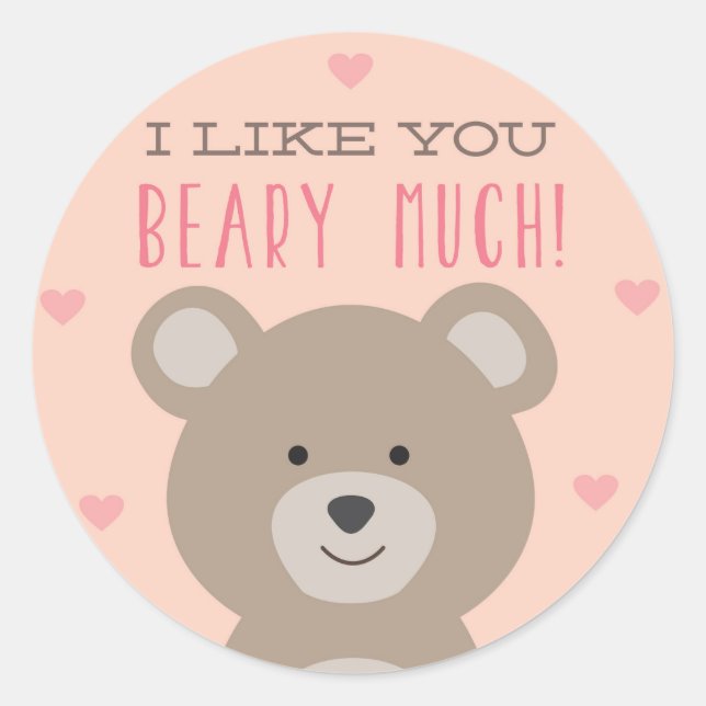I Like You Beary Much Valentine Sticker (Front)