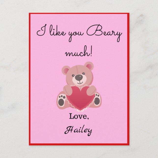 I Like You Beary Much Valentine's Day Card (Front)