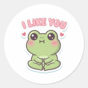 I Like You Frog Sticker Cute Shy Frog Romantic Kaw