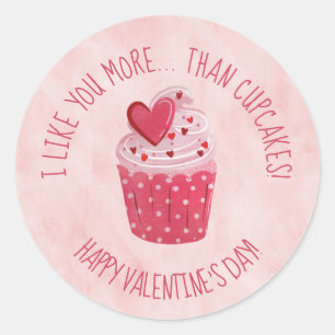 I Like You More Than Cupcakes Valentine's Day Classic Round Sticker