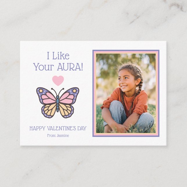 I Like Your AURA Kids Classroom Photo Valentine's Card (Front)