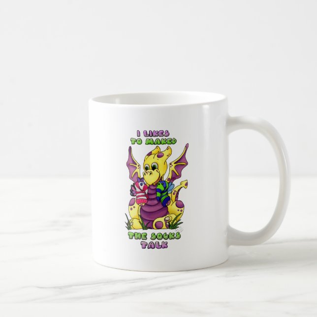 I Likes to Maked the Socks Talk cute baby dragon Coffee Mug (Right)
