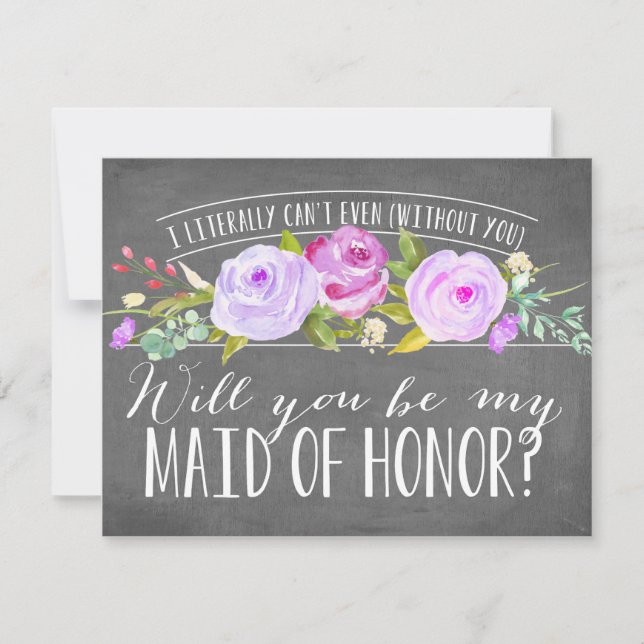 I Literally Can't Even | Maid Of Honour Invitation (Front)