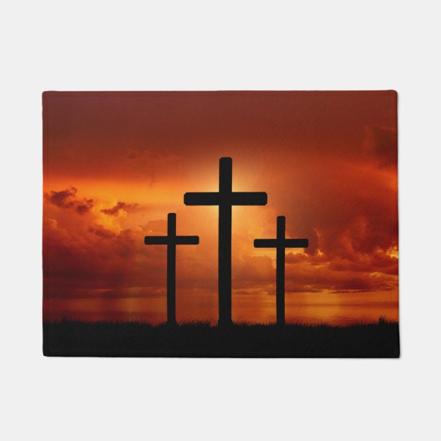 I live by faith through Jesus Christ Doormat (Front)